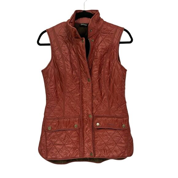 Barbour Jackets & Blazers - BARBOUR Wray Gilet Quilted Vest in Deep Claret Red Zip Snap Overlay Women's 4